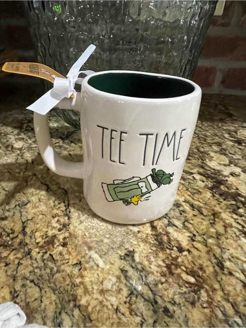Rae Dunn Peanuts 3d Snoopy TEE TIME double sided 19.5 oz mug  - Brand new!